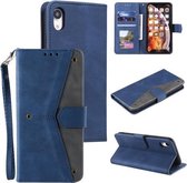 Voor Xiaomi Redmi 9A Stiksels Kalf Textuur Horizontale Flip Lederen Case met Houder & Kaartsleuven & Portemonnee (Blauw)