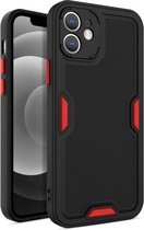 Contrast-kleur rechte rand mat TPU schokbestendig hoesje met geluid omzettend gat voor iPhone 12 Pro (zwart)