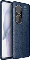 Voor Huawei P50 Pro Litchi Texture TPU schokbestendig hoesje (blauw)