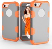 Contrastkleur siliconen + pc schokbestendig hoesje voor iPhone 8/7 (grijs + oranje)