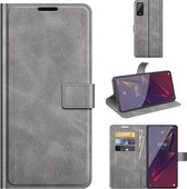 Voor Wiko Power U20 Retro Kalfspatroon Gesp Horizontale Flip Leren Case met Houder & Kaartsleuven & Portemonnee (Grijs)