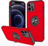 PC + TPU schokbestendige magnetische beschermhoes met onzichtbare ringhouder voor iPhone 12 Pro Max (rood)