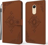 Voor Xiaomi Redmi Note 4X Reliëf Fortuin Bloem Patroon Horizontale Flip Leren Case met Houder & Kaartsleuf & Portemonnee & Lanyard (Bruin)