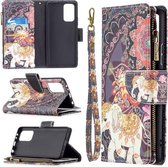 Voor Xiaomi Redmi Note 10 Pro Gekleurde Tekening Patroon Rits Horizontale Flip Leren Case met Houder & Kaartsleuven & Portemonnee (Bloem Olifanten)