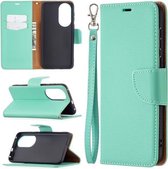 Voor Huawei P50 Litchi Textuur Pure Kleur Horizontale Flip Leren Case met Houder & Kaartsleuven & Portemonnee & Lanyard (Groen)