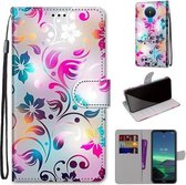 Voor Nokia 1.4 Gekleurde Tekening Cross Textuur Horizontale Flip PU Lederen Case met Houder & Kaartsleuven & Portemonnee & Lanyard (Gradiënt Kleurrijke Bloem)