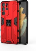 Voor Samsung Galaxy S21 Ultra 5G Supersonic PC + TPU schokbestendige beschermhoes met houder (rood)