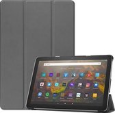 Voor Amazon Fire HD 10 (2021) Custer Texture Horizontale flip lederen tas met drievoudige houder en slaap- / wekfunctie (grijs)