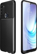 Voor Motorola Moto G50 Carbon Fiber Texture Shockproof TPU Case (Zwart)
