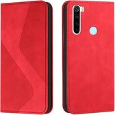 Voor Xiaomi Redmi Note 8 Skin Feel Magnetisch S-type Effen Kleur Horizontale Flip Lederen Case met Houder & Kaartsleuf & Portemonnee (Rood)