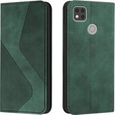 Voor Xiaomi Redmi 9C Skin Feel Magnetisch S-type Effen Kleur Horizontale Flip Lederen Case met Houder & Kaartsleuf & Portemonnee (Groen)