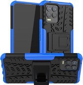 Voor OPPO Realme 8/8 Pro Bandtextuur Schokbestendig TPU + pc-beschermhoes met houder (blauw)