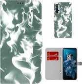 Voor Huawei Honor 20/nova 5T Cloud Fog Patroon Horizontale Flip Lederen Case met Houder & Kaartsleuf & Portemonnee (Donkergroen)