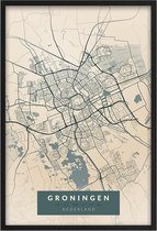 Poster Groningen A3 - 30 x 42 cm (Exclusief Lijst) - Stadskaart - Plattegrond Groningen - Vintage Plaatsnaam poster