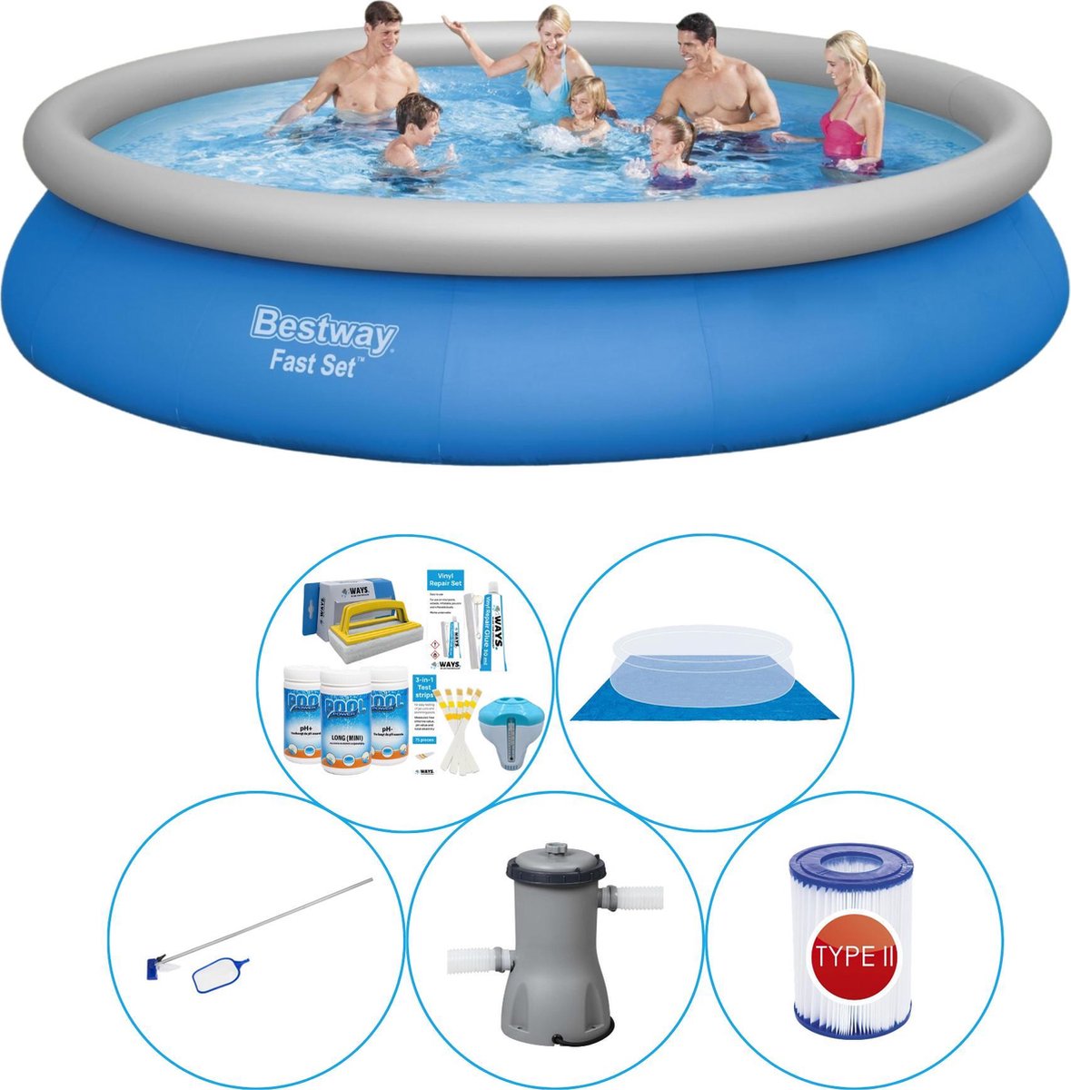 Fast Set Rond 457×84 cm – 6-delig – Zwembad Pakket