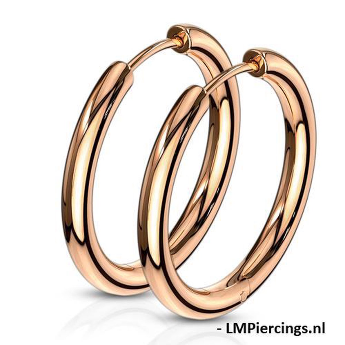 Oorringen basic ringen 0.8x10 - rose goud - LMPiercings