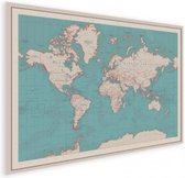 Wereldkaart Aardrijkskundig Rode Grenzen - Poster 60x40
