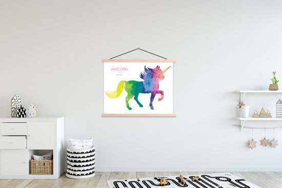 illustration d'une licorne en affiche scolaire couleur arc-en-ciel lamelles plates vierges 150x113 cm - Tirage photo sur affiche textielposter (décoration murale salon / chambre)