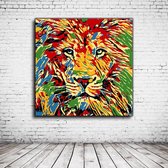 Art Lion Canvas - 100 x 100 cm - Canvasprint - Op dennenhouten kader - Geprint Schilderij - Popart Wanddecoratie