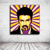 Pop Art George Michael Acrylglas - 80 x 80 cm op Acrylaat glas + Inox Spacers / RVS afstandhouders - Popart Wanddecoratie