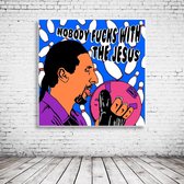 Pop Art The Jesus Canvas - 80 x 80 cm - Canvasprint - Op dennenhouten kader - Geprint Schilderij - Popart Wanddecoratie