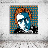 Pop Art Johnny Rotten Acrylglas - 100 x 100 cm op Acrylaat glas + Inox Spacers / RVS afstandhouders - Popart Wanddecoratie