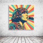 Pop Art John Fogerty Acrylglas - 80 x 80 cm op Acrylaat glas + Inox Spacers / RVS afstandhouders - Popart Wanddecoratie