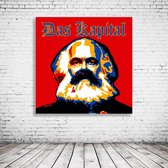 Karl Marx Das Kapital Pop Art Canvas - 80 x 80 cm - Canvasprint - Op dennenhouten kader - Geprint Schilderij - Popart Wanddecoratie