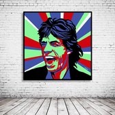 Mick Jagger Pop Art Poster in lijst - 90 x 90 cm en 2 cm dik - Fotopapier Mat 180 gr Framed - Popart Wanddecoratie inclusief lijst