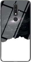 Voor Nokia 3.1 Plus Sterrenhemel Geschilderd Gehard Glas TPU Schokbestendige Beschermhoes (Universe Sterrenhemel)