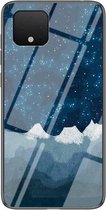 Voor Google Pixel 4 XL Sterrenhemel Geschilderd Gehard Glas TPU Schokbestendige Beschermhoes (Star Chess Rob)