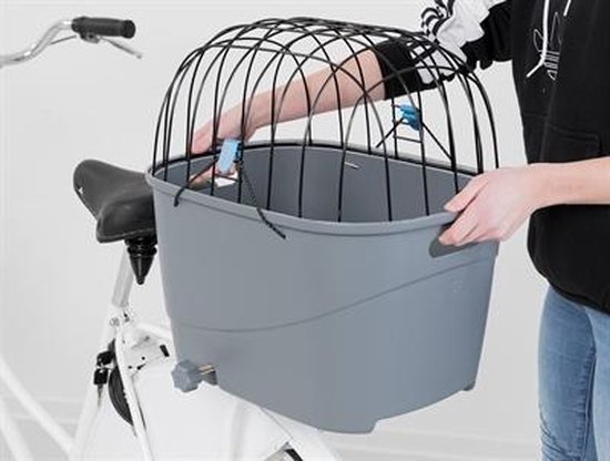 Trixie fietsmand voor bagagedrager met draadkoepel kunststof grijs - Default Title - Trixie