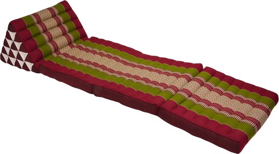 Fine Asianliving Thais Kussen Meditatie Driehoek Vloer Ligmat Yoga Uitklapbaar Kapok 54x180x6cm XL Bordeaux Groen Meditatie Mat Matras van Fine Asianliving — afbeelding 4