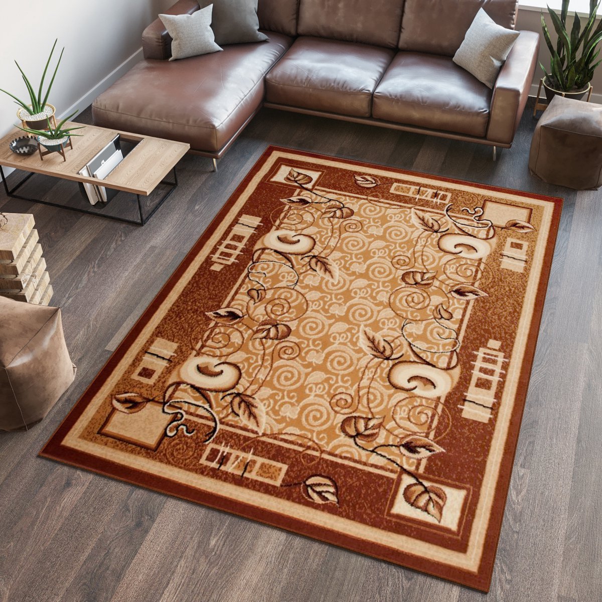Tapiso Atlas PP Vloerkleed Bruin BeigeWoonkamer Kleed Tapijt, foto 2