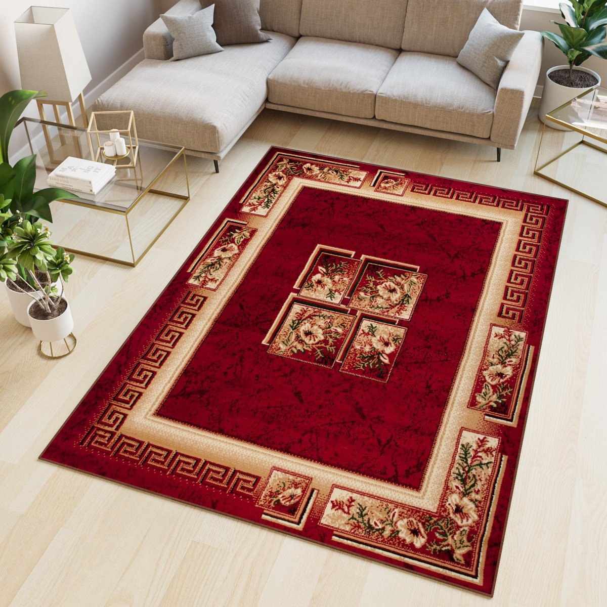 Tapiso Atlas PP Vloerkleed Rood Modern Woonkamer Tapijt Maat- 200x300 Rood 5