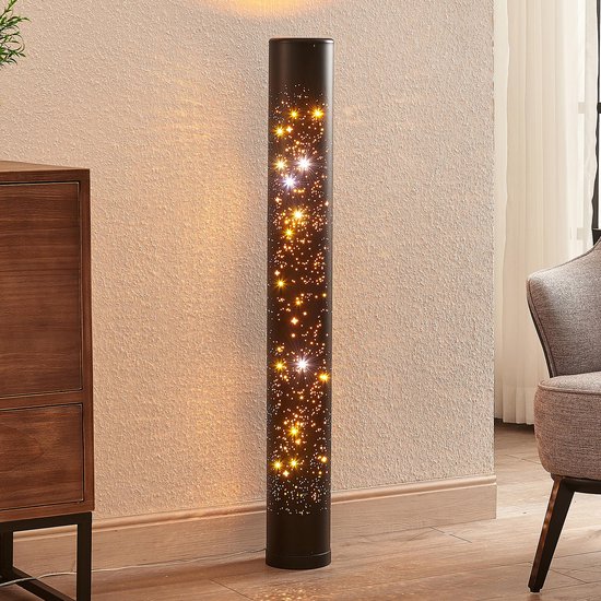 Lindby - LED vloerlamp - 1licht - metaal, kunststof - H: 103.5 cm - zwart, goud - Inclusief lichtbron