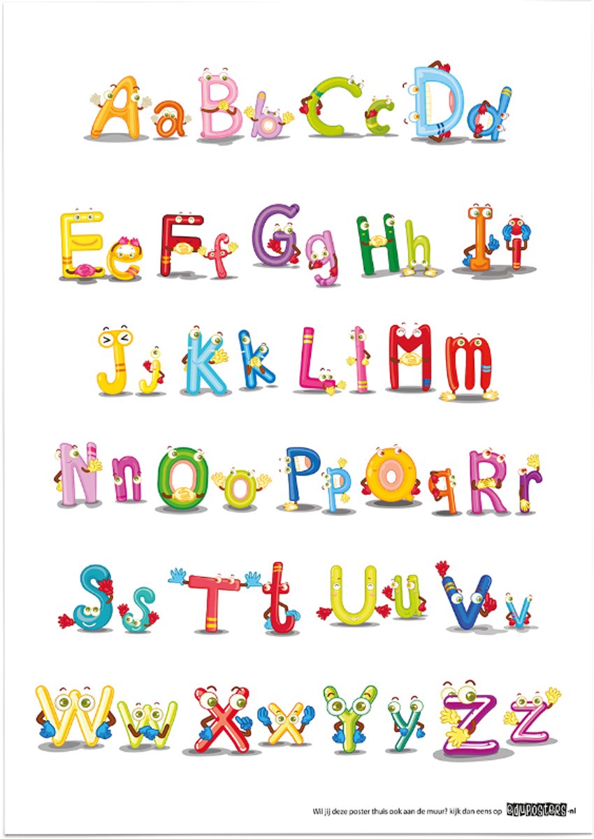 eduposters Educatieve poster (Posterpapier) - Taal alfabet funky balloons - 50 x 70 cm (B2) Beige