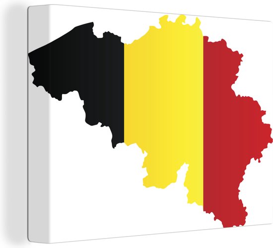 Canvas Schilderij Een illustratie van België in de kleuren van de vlag -  160x120 cm -... | bol.com