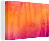 Oeuvre abstraite réalisée à l'aquarelle et bleu avec des couleurs orange et rouge 60x40 cm - Tirage photo sur toile (Décoration murale salon / chambre)