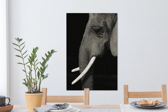 Tableau Toile Éléphant - Animal - Défense - 60x90 cm - Décoration murale