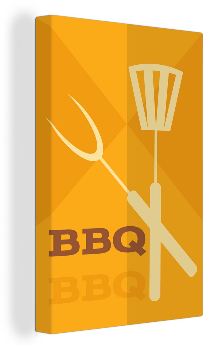 Canvas Schilderij Barbecue illustratie met een spatel - 40x60 cm - Wanddecoratie