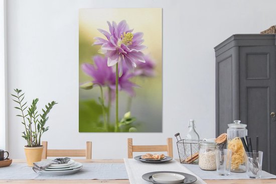 Close-up ancolie 90x140 cm - Tirage photo sur toile (Décoration murale salon / chambre) / Peintures Fleurs sur toile