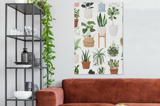 Illustration de différentes plantes sur fond blanc 90x140 cm - Tirage photo sur toile (Décoration murale salon / chambre)