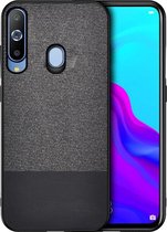 Schokbestendig splitsen PU + stoffen beschermhoes voor Galaxy A70 (zwart)