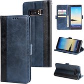 Voor Galaxy Note8 Retro Texture Contrast Kleur Splicing Horizontaal Flip TPU + PU lederen tas met kaartsleuven & houder & portemonnee (blauw)