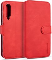 DG.MING Retro Oil Side Horizontal Flip Case voor Xiaomi Mi 9 SE, met houder & kaartsleuven & portemonnee (rood)