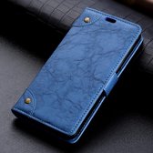 Koperen gesp zijhoek vaste retro textuur horizontale flip lederen tas voor Galaxy S10 plus, met houder en drie kaarten (blauw)