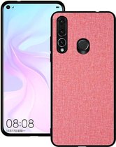 Schokbestendige doek textuur pc + tpu beschermhoes voor Huawei Nova 4 (roze)