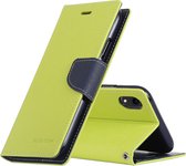 MERCURY GOOSPERY FANCY DAARY Horizontaal flip leren hoesje voor iPhone XR, met houder & kaartsleuven & portemonnee (groen)