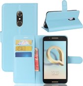 Voor Alcatel A7 Litchi Texture horizontale flip lederen tas met houder & kaartsleuven & portemonnee (blauw)